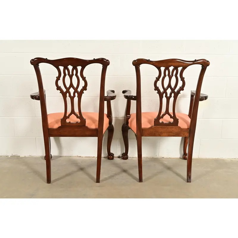 Baker Furniture Chippendale Carved Mahogany Armchairs, Pair - Image 12