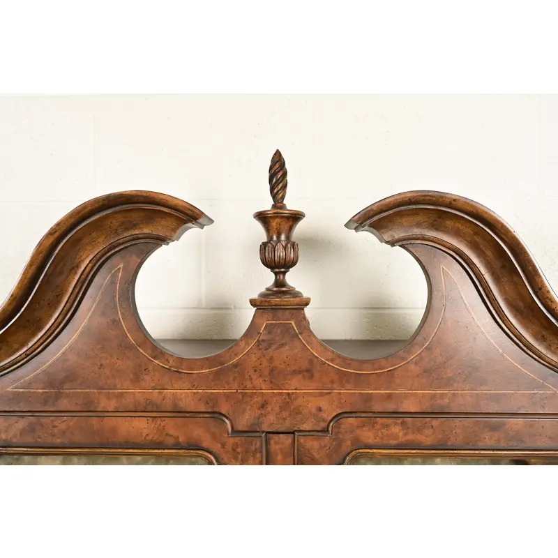 Baker Furniture Georgian Banded Burled Walnut Drop Front Secretary Desk With Bookcase Hutch - Image 12