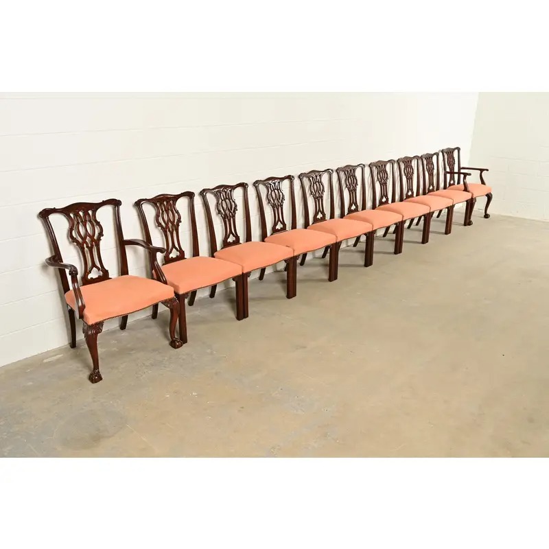 Baker Furniture Georgian Carved Mahogany Side Chairs or Dining Chairs, Pair - Image 12