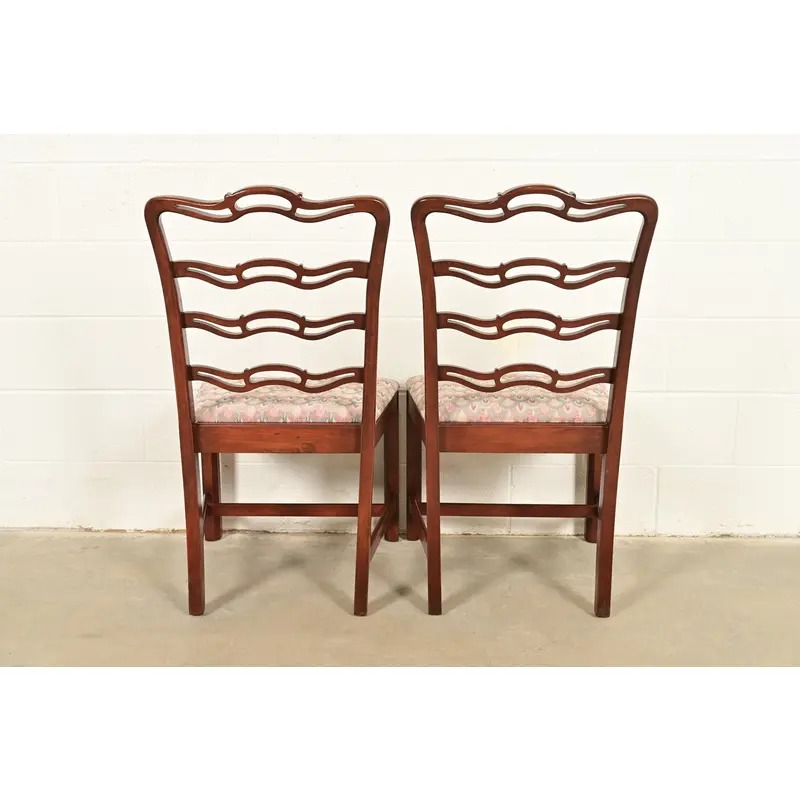 Baker Furniture Style Georgian Carved Mahogany Dining Chairs, Set of Four - Image 12