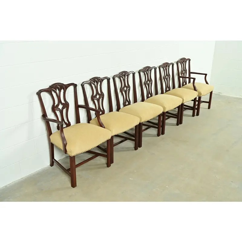 Baker Furniture Style Georgian Carved Mahogany Side Chairs or Dining Chairs, Pair - Image 12
