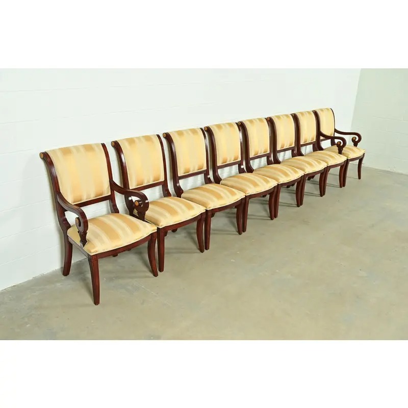 Baker Furniture Style Regency Carved Mahogany Armchairs, Pair - Image 12