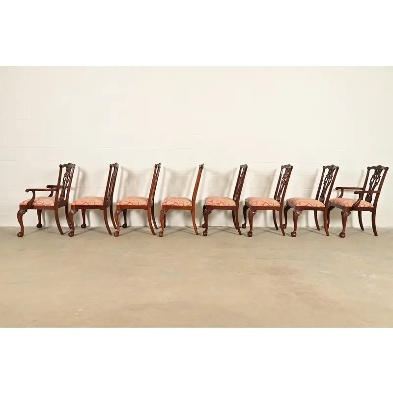 Ethan Allen Chippendale Carved Mahogany Dining Chairs, Set of Eight - Image 12