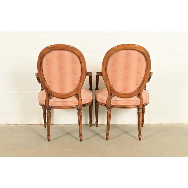 Karges French Regency Louis XVI Carved Walnut Armchairs, Pair - Image 12