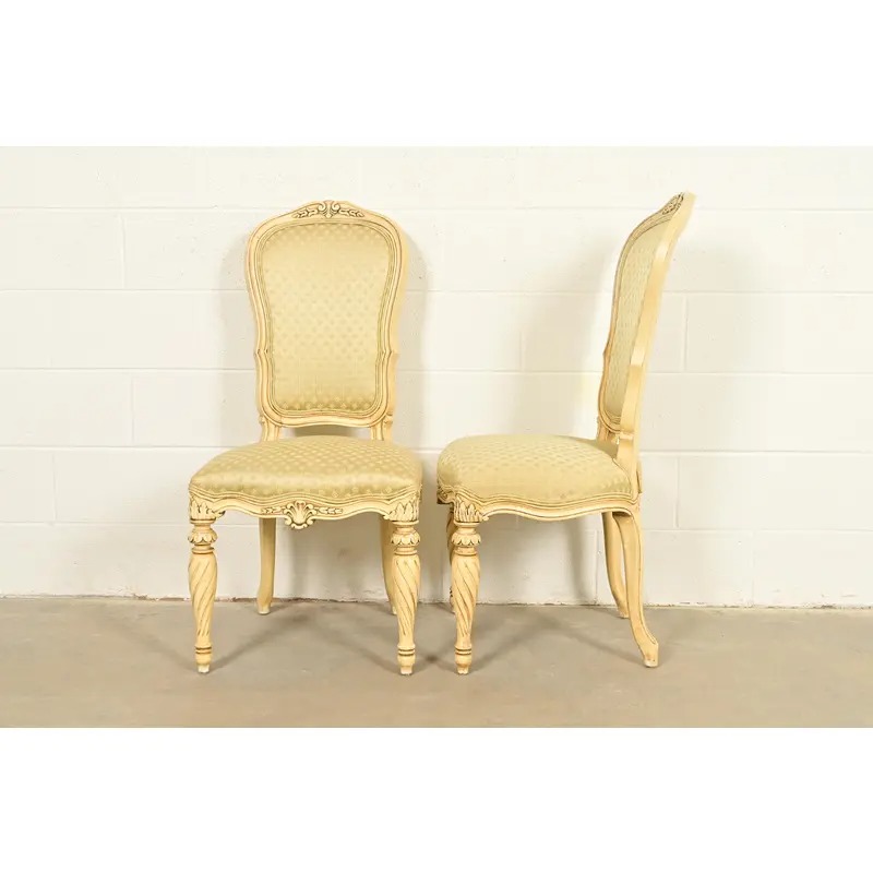 Karges French Regency Louis XVI Cream Lacquered Side Chairs or Dining Chairs, Pair - Image 12