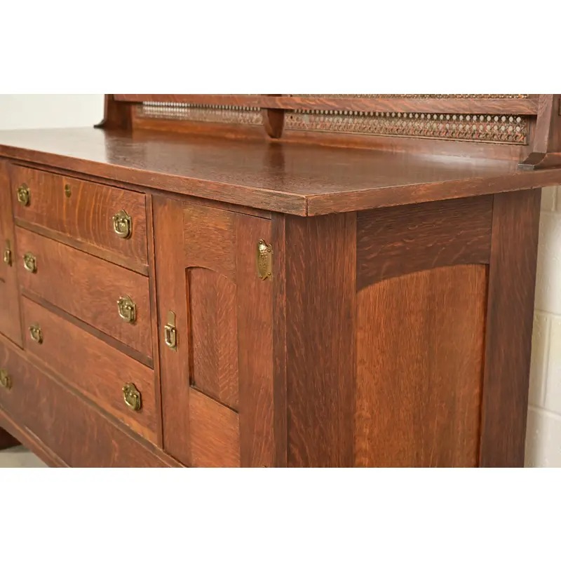Lifetime Furniture Antique Mission Oak Arts & Crafts Sideboard, Circa 1910 - Image 12