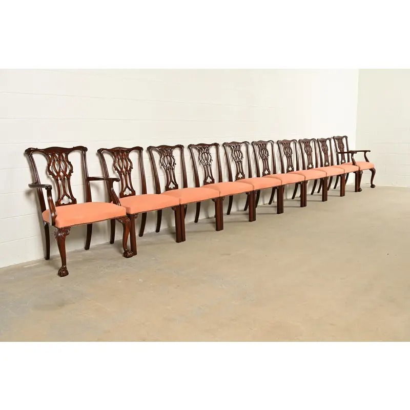 Baker Furniture Chippendale Carved Mahogany Armchairs, Pair - Image 13