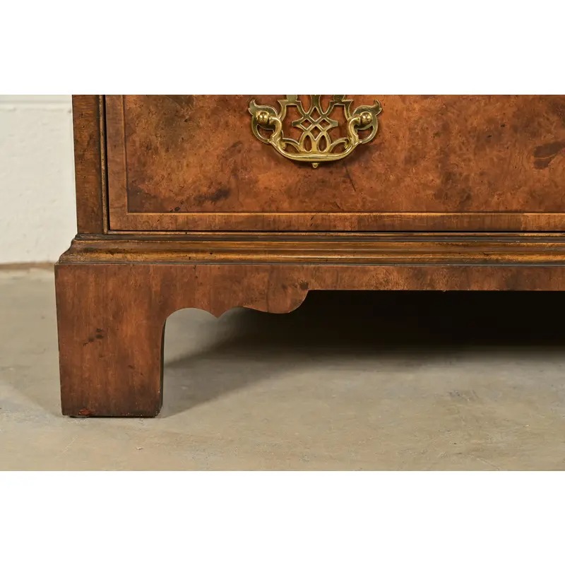 Baker Furniture Georgian Banded Burled Walnut Drop Front Secretary Desk With Bookcase Hutch - Image 13