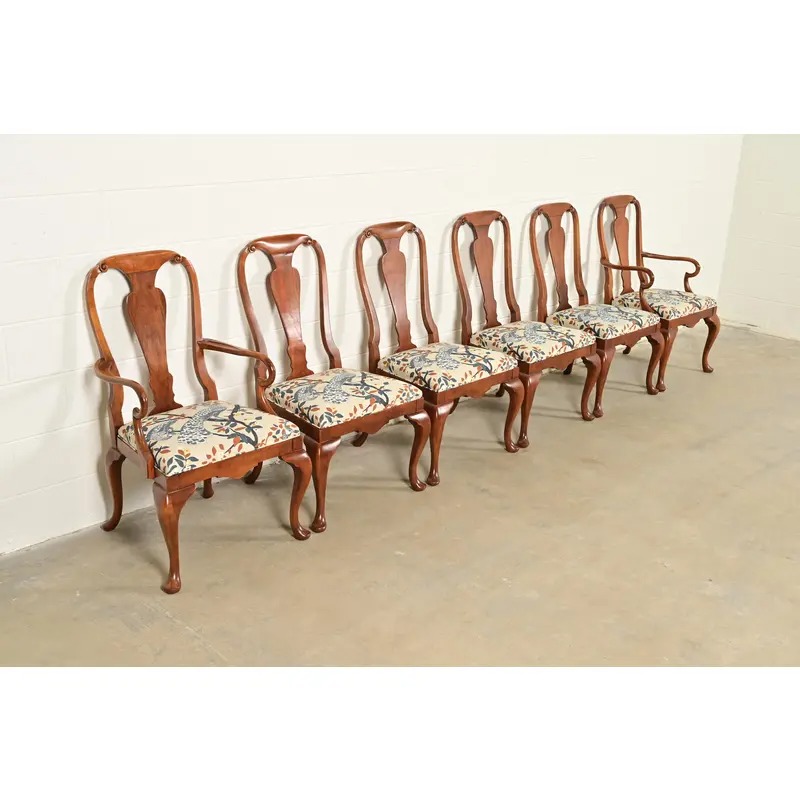 Baker Furniture Queen Anne Carved Walnut Side Chairs or Dining Chairs, Pair - Image 13