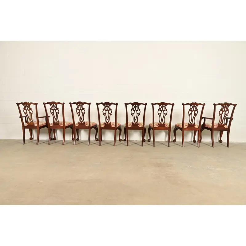 Ethan Allen Chippendale Carved Mahogany Dining Chairs, Set of Eight - Image 13