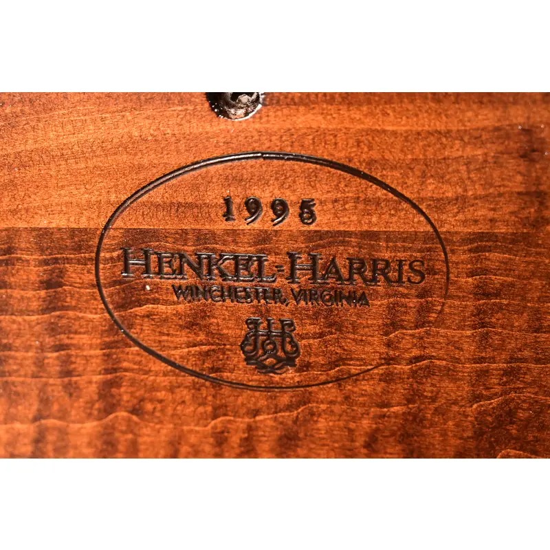 Henkel Harris Empire Banded Flame Mahogany Pedestal Extension Dining Table, Newly Refinished - Image 13