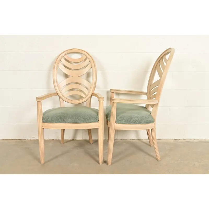 Henredon Modern Art Deco Carved Oak Dining Chairs, Set of Eight - Image 13