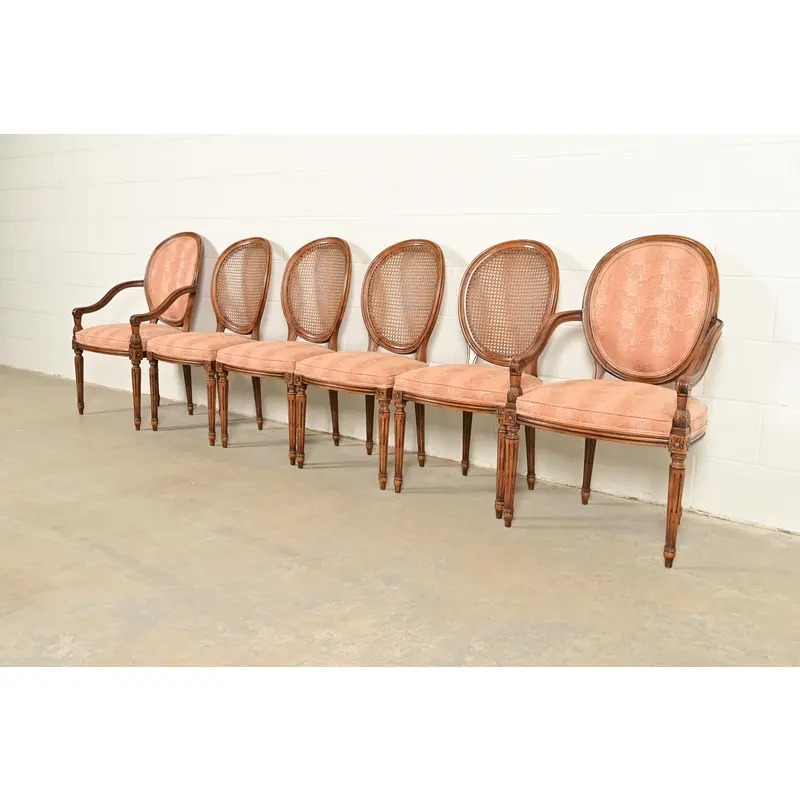 Karges French Regency Louis XVI Carved Walnut Armchairs, Pair - Image 13