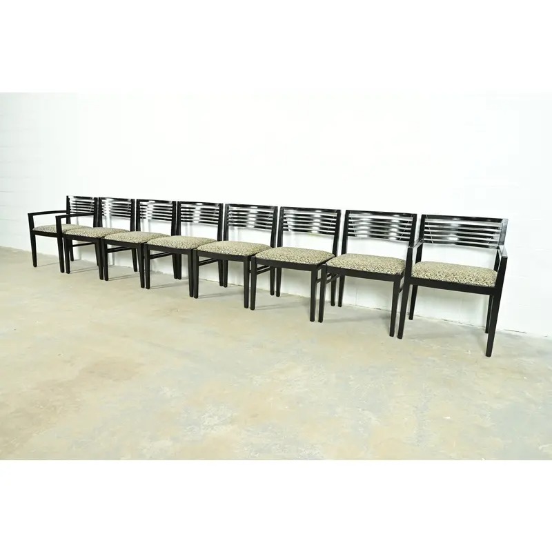 Knoll Postmodern Black Lacquered Ricchio Side Chairs or Dining Chairs, Pair - Image 13