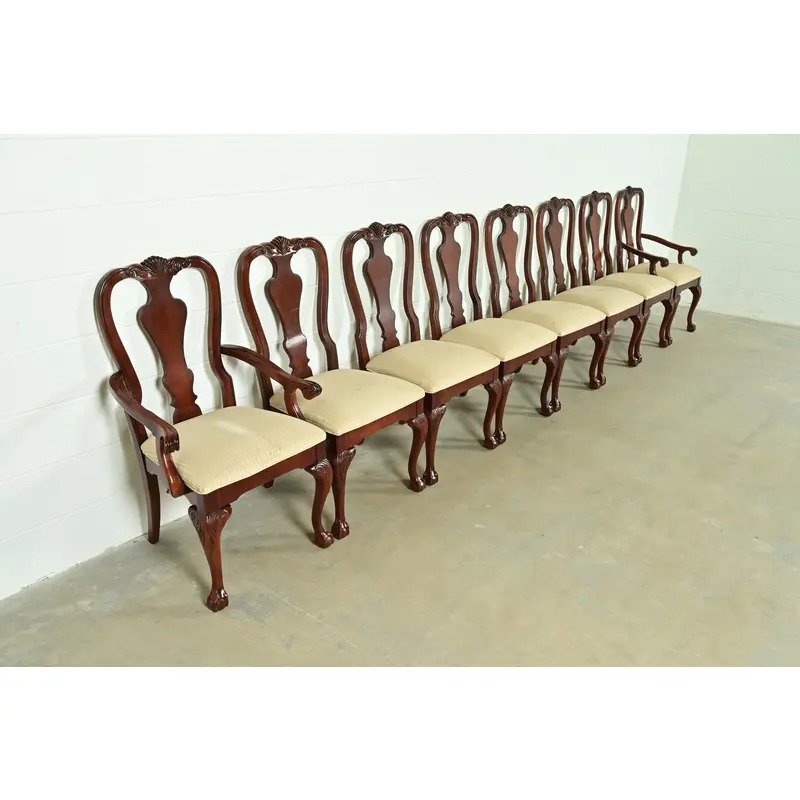 Thomasville Chippendale Carved Cherry Wood Side Chairs or Dining Chairs, Pair - Image 13