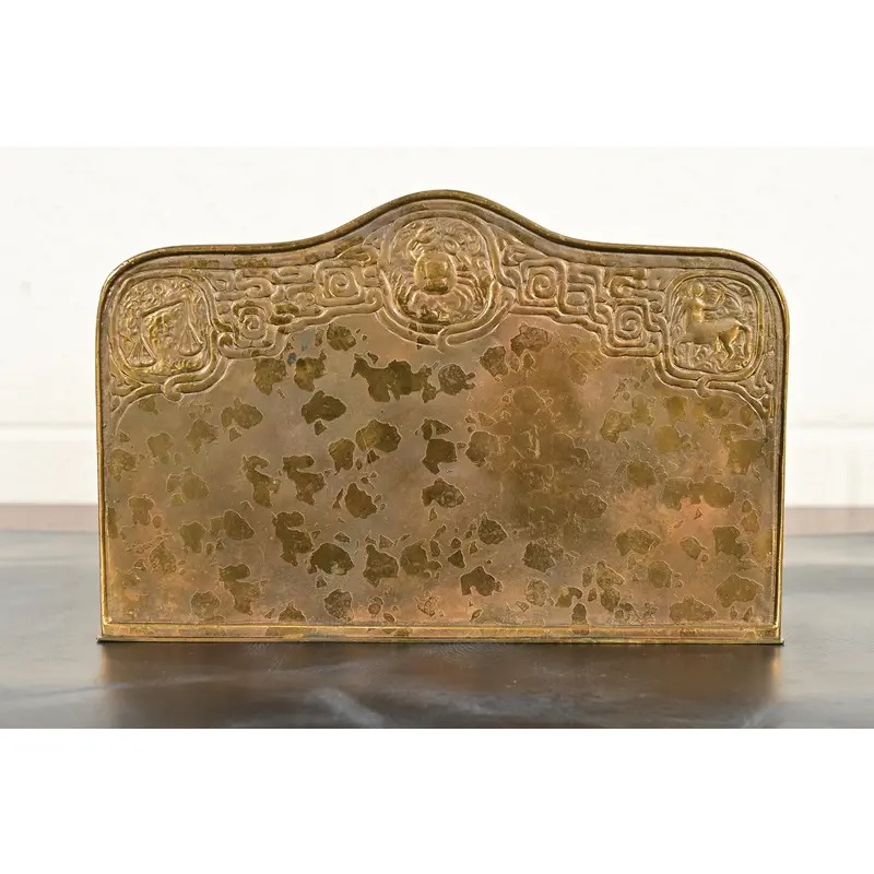 Tiffany Studios New York Zodiac Pattern Bronze Doré Letter Rack - Image 13