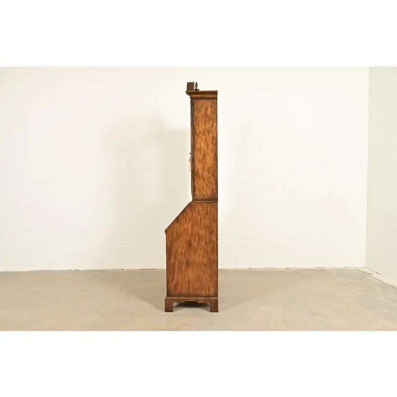 Baker Furniture Georgian Banded Burled Walnut Drop Front Secretary Desk With Bookcase Hutch - Image 14