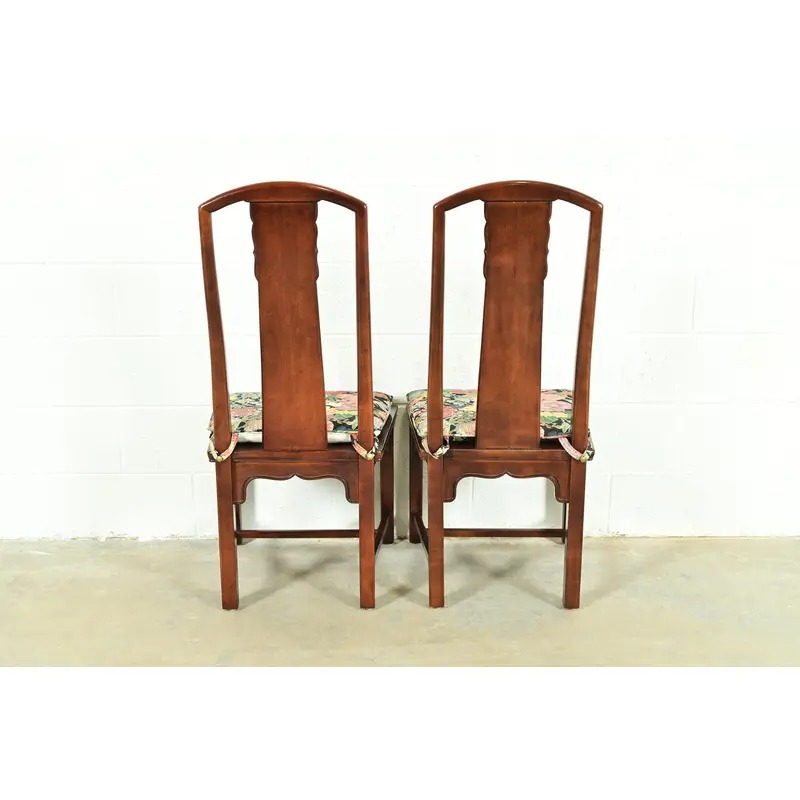 Henredon Hollywood Regency Chinoiserie Sculpted Mahogany Dining Chairs, Set of Eight - Image 14
