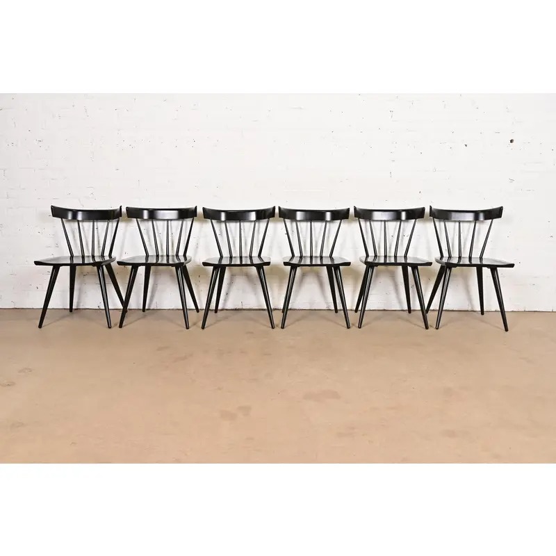 Paul McCobb Planner Group Mid-Century Modern Spindle Back Dining Chairs, Set of Six