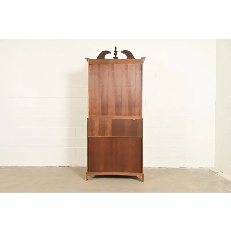 Baker Furniture Georgian Banded Burled Walnut Drop Front Secretary Desk With Bookcase Hutch - Image 15