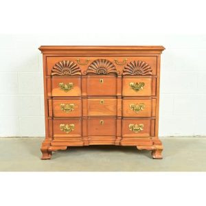 Harden Furniture Georgian Solid Cherry Wood Three-Drawer Block Front Dresser or Chest of Drawers