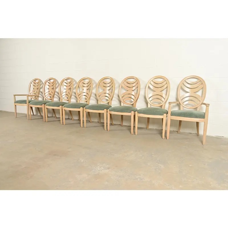 Henredon Modern Art Deco Carved Oak Armchairs, Pair - Image 15