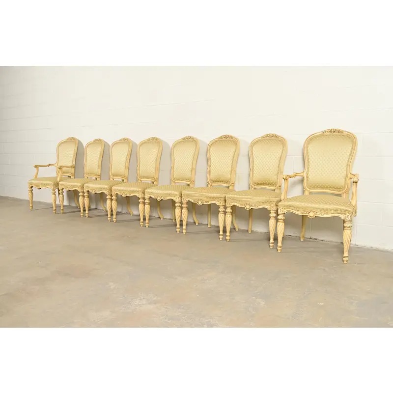 Karges French Regency Louis XVI Cream Lacquered Side Chairs or Dining Chairs, Pair - Image 15