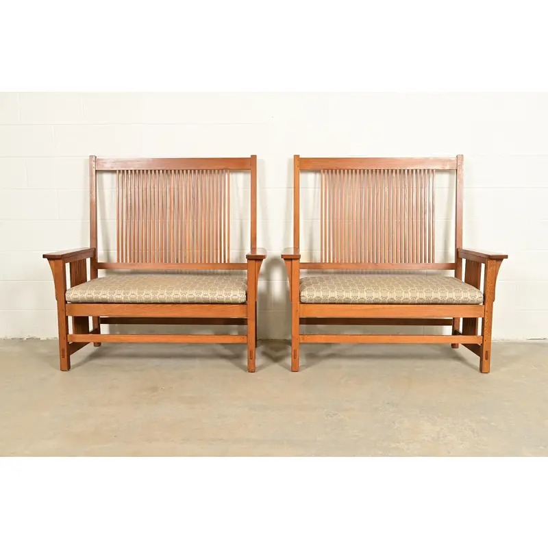 Stickley Mission Oak Arts & Crafts Spindle Bench or Settee - Image 17
