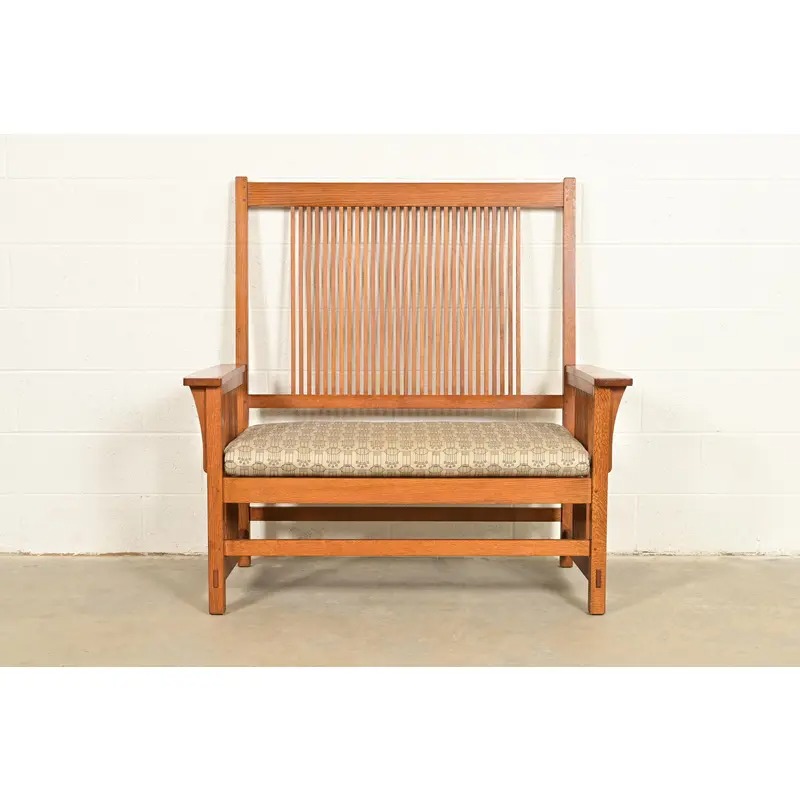 Stickley Mission Oak Arts & Crafts Spindle Bench or Settee