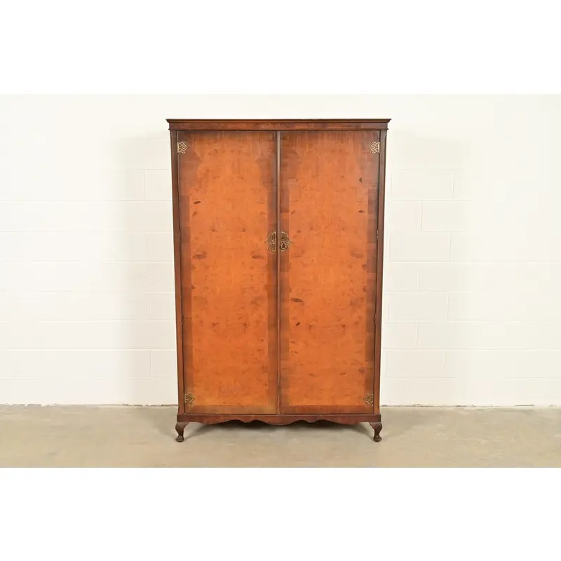 Antique Art Deco Burl Wood Armoire Dresser or Gentleman's Chest, Circa 1930s - Image 2