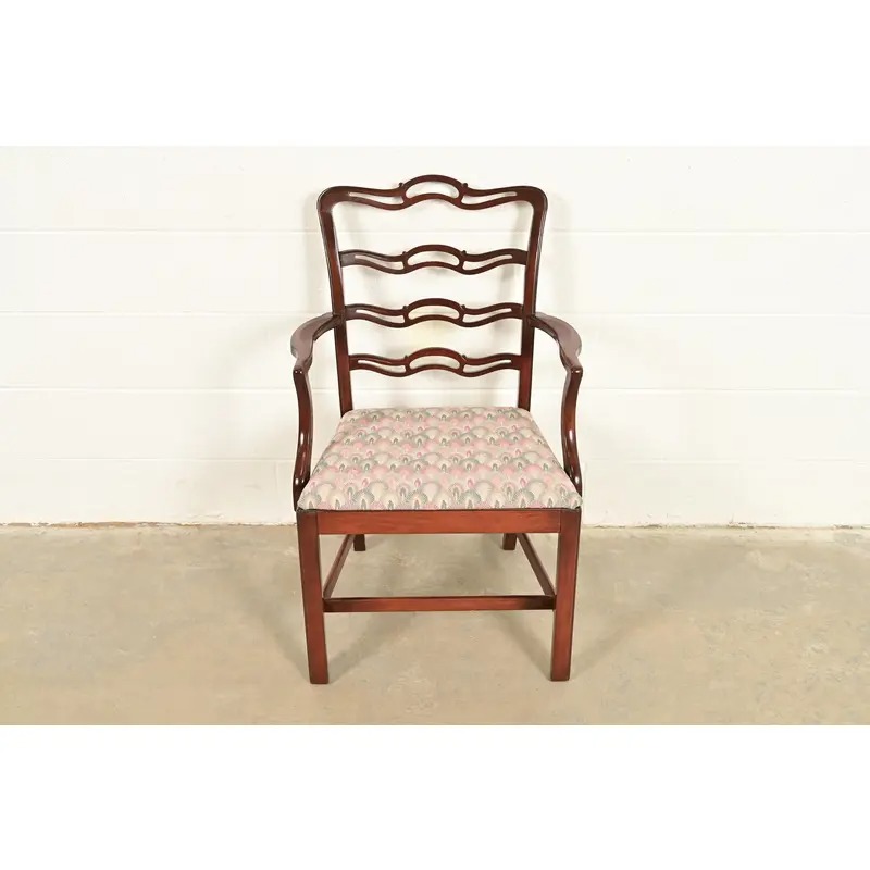 Baker Furniture Style Georgian Carved Mahogany Armchair - Image 2