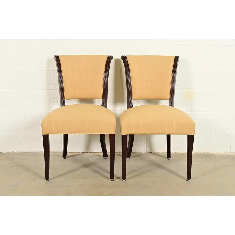 Barbara Barry for Baker Furniture Modern Regency Mahogany Side Chairs or Dining Chairs, Pair - Image 2