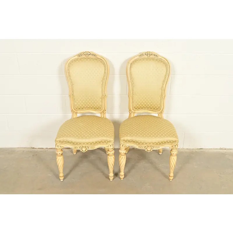 Karges French Regency Louis XVI Cream Lacquered Side Chairs or Dining Chairs, Pair - Image 2