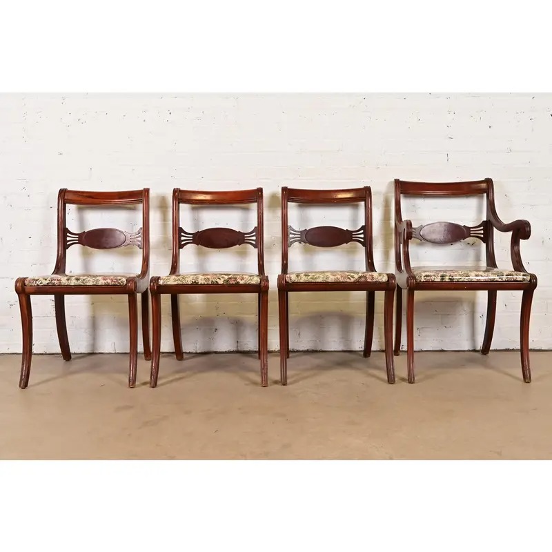 Kindel Furniture Style Regency Carved Mahogany Dining Chairs, Set of Four - Image 2