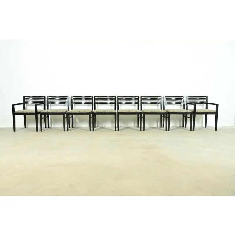 Knoll Postmodern Black Lacquered Ricchio Dining Chairs, Set of Eight - Image 2