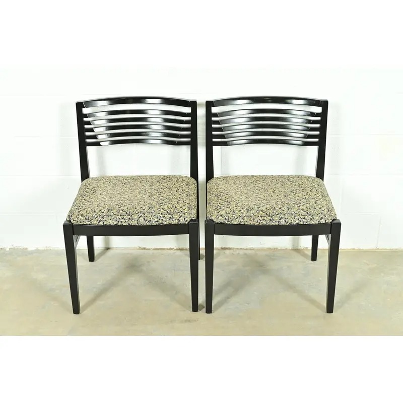 Knoll Postmodern Black Lacquered Ricchio Side Chairs or Dining Chairs, Pair - Image 2