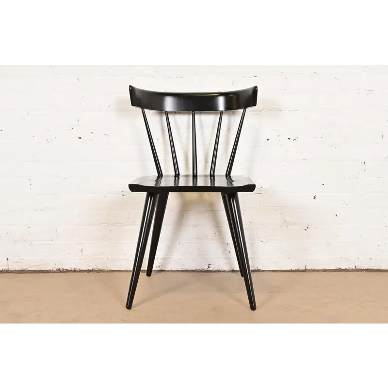 Paul McCobb Planner Group Mid-Century Modern Black Lacquered Spindle Back Dining Chair, Newly Refinished - Image 2