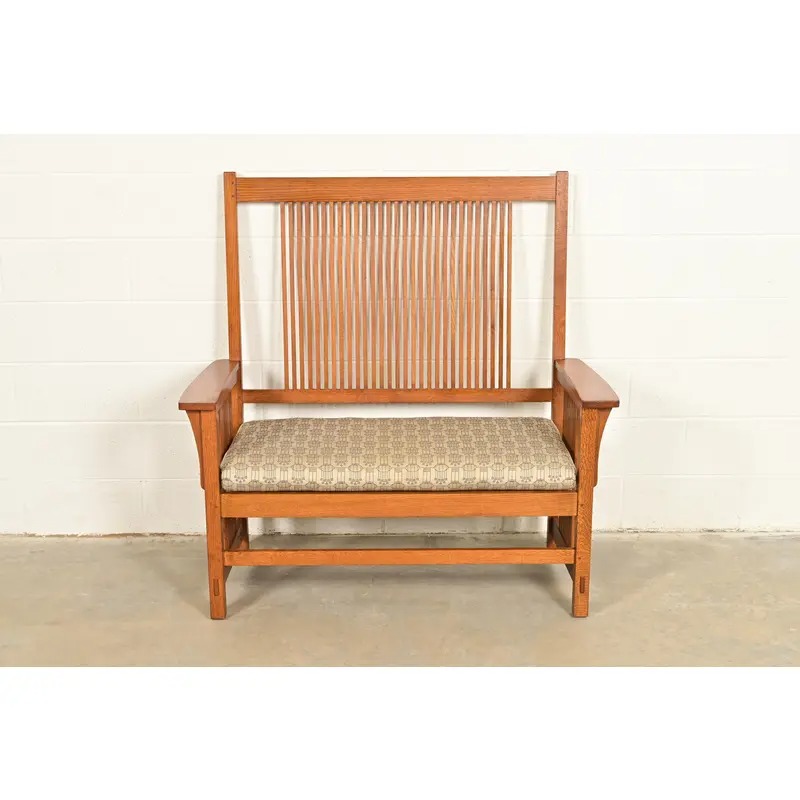 Stickley Mission Oak Arts & Crafts Spindle Bench or Settee - Image 2