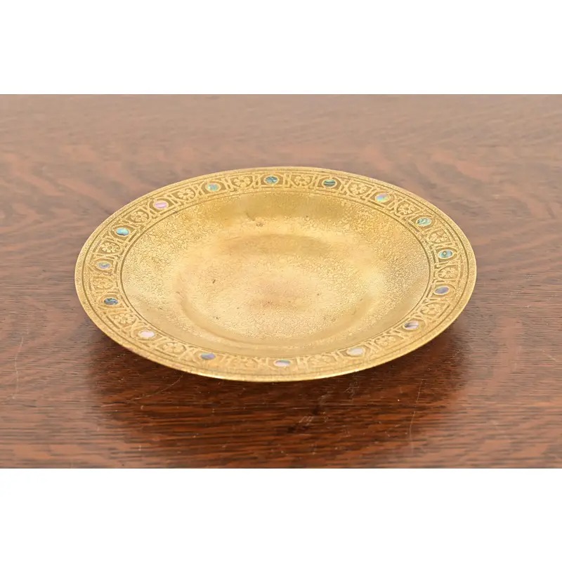 Tiffany Studios New York Bronze Doré Bowl With Abalone Inlay - Image 2