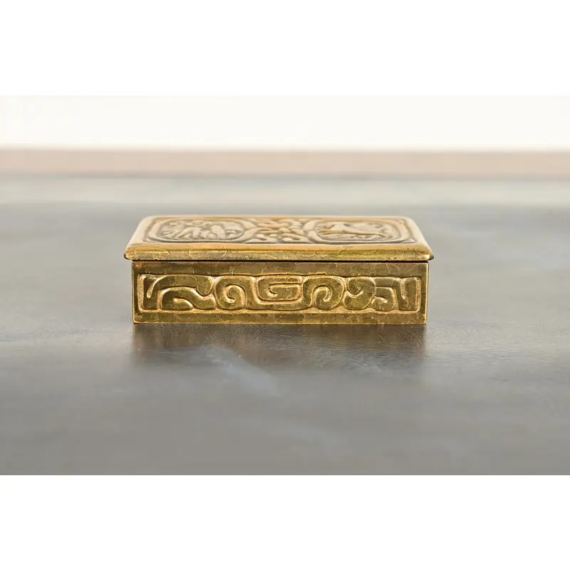 Tiffany Studios New York Zodiac Bronze Doré Stamp Box - Image 2
