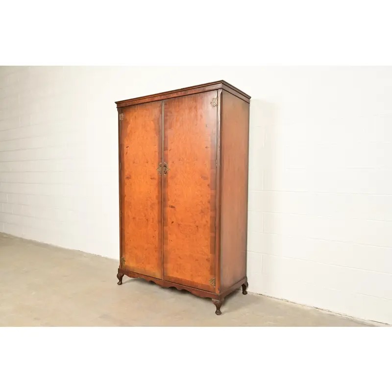 Antique Art Deco Burl Wood Armoire Dresser or Gentleman's Chest, Circa 1930s - Image 3