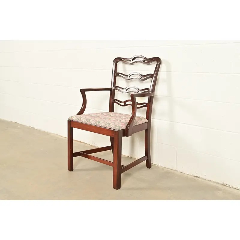 Baker Furniture Style Georgian Carved Mahogany Armchair - Image 3