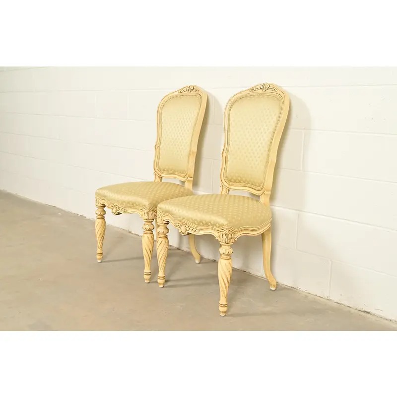 Karges French Regency Louis XVI Cream Lacquered Side Chairs or Dining Chairs, Pair - Image 3