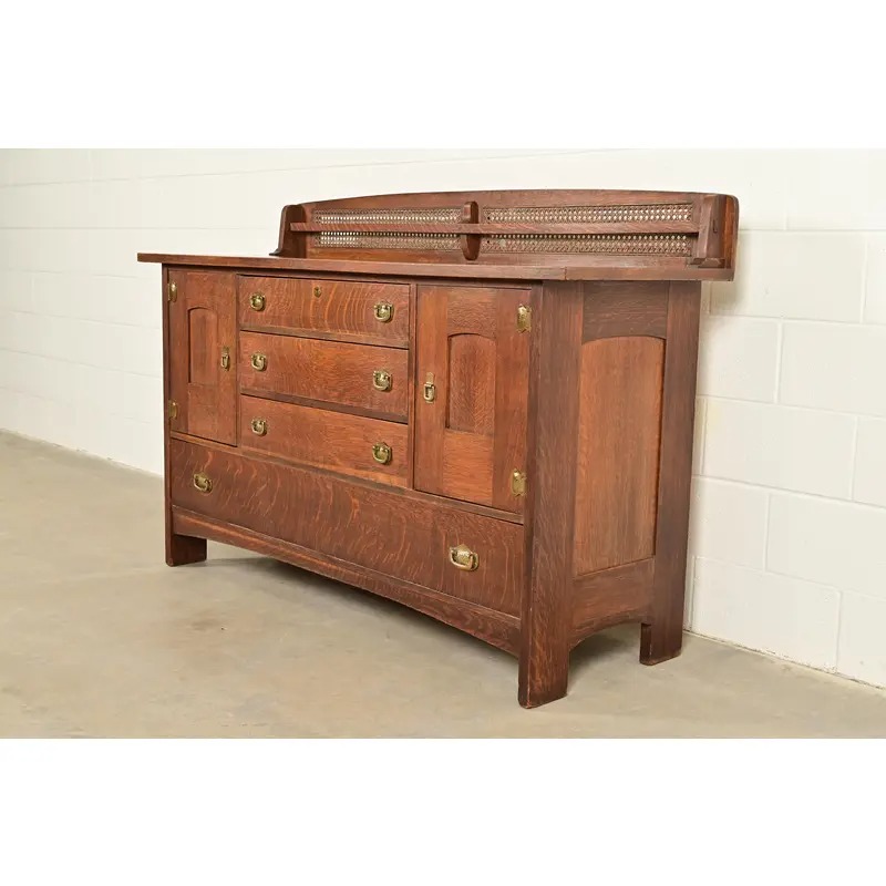 Lifetime Furniture Antique Mission Oak Arts & Crafts Sideboard, Circa 1910 - Image 3