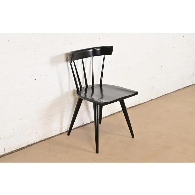Paul McCobb Planner Group Mid-Century Modern Black Lacquered Spindle Back Dining Chair, Newly Refinished - Image 3