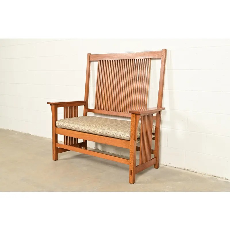 Stickley Mission Oak Arts & Crafts Spindle Bench or Settee - Image 3
