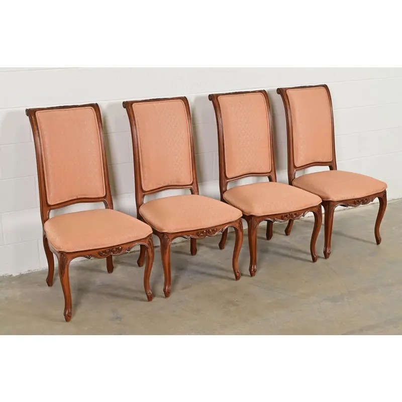 Baker Furniture French Provincial Louis XV Carved Walnut Dining Chairs, Set of Four - Image 4