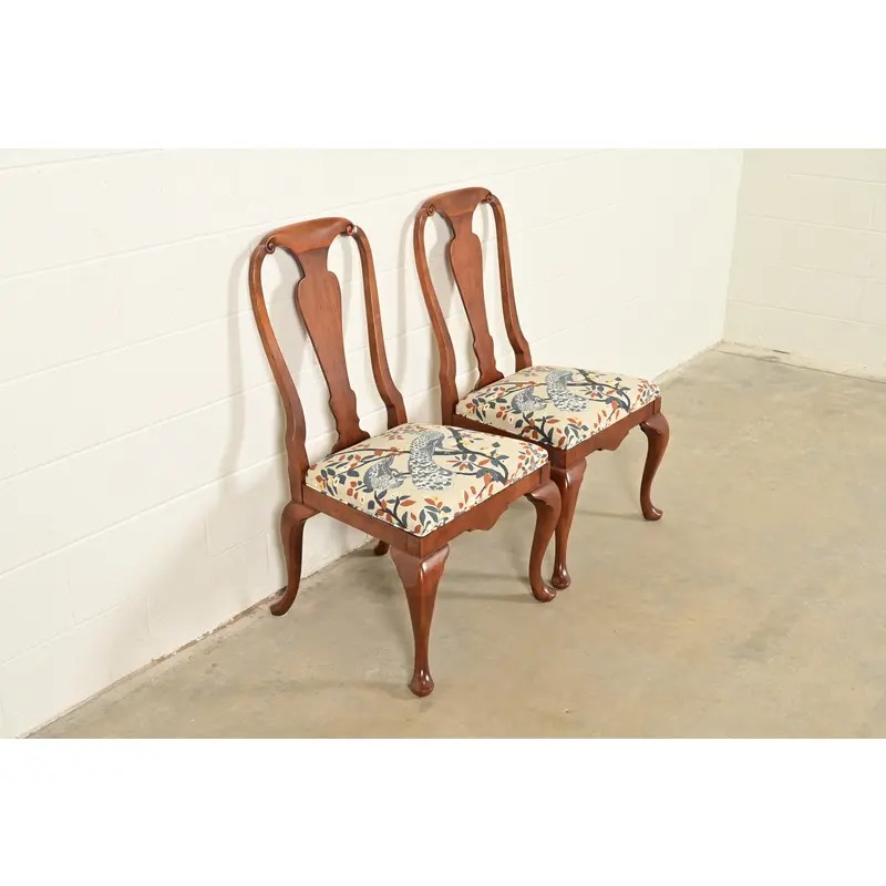 Baker Furniture Queen Anne Carved Walnut Side Chairs or Dining Chairs, Pair - Image 4
