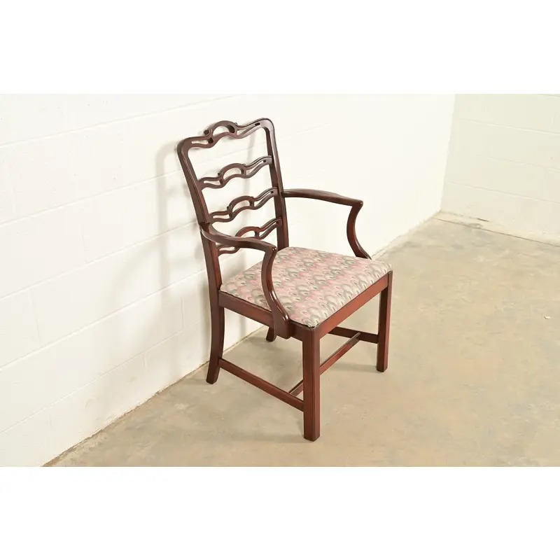 Baker Furniture Style Georgian Carved Mahogany Armchair - Image 4