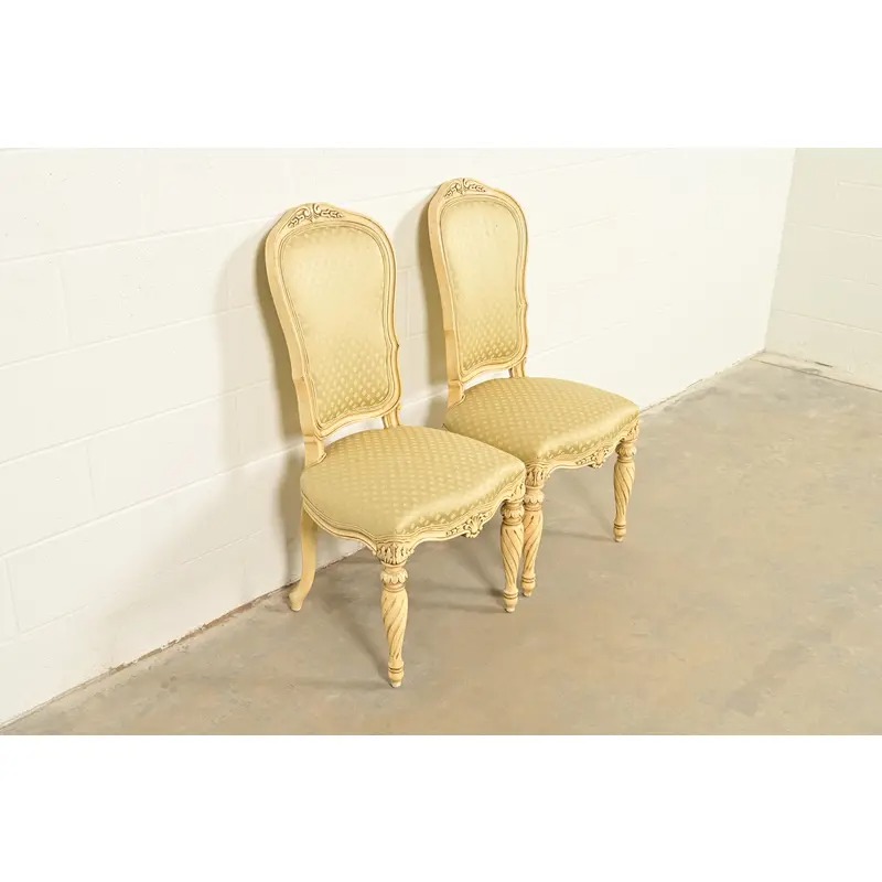 Karges French Regency Louis XVI Cream Lacquered Side Chairs or Dining Chairs, Pair - Image 4